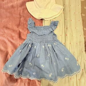 Cat & Jack Blue Dress with White Embroidery